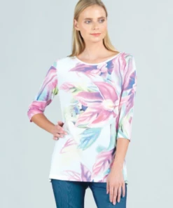 Tops Clara Sun Woo Watercolor Floral Mesh Tunic