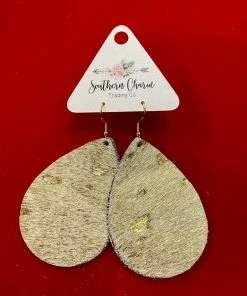 Southern Charm SC Gold Splash Leather Earrings