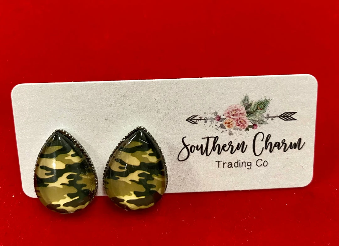 Southern Charm SC Camo Teardrop Earring 3 Southern Charm SC Camo Teardrop Earring