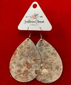Southern Charm SC Rose Gold Splash Leather Earrings