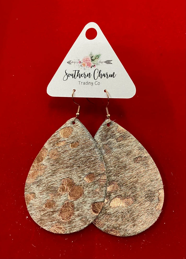Southern Charm SC Rose Gold Splash Leather Earrings 3 Southern Charm SC Rose Gold Splash Leather Earrings