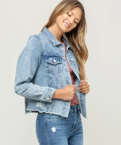 Vervet Acid Wash Crop Denim Jacket Outerwear