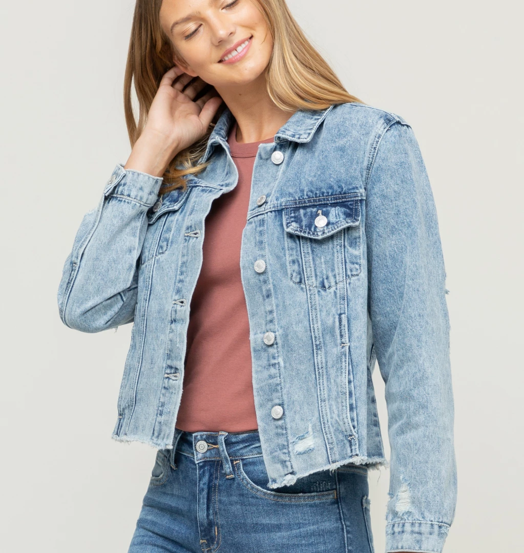 Vervet Acid Wash Crop Denim Jacket Outerwear 5 Vervet Acid Wash Crop Denim Jacket Outerwear