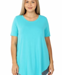 Zenana Curvy Everyday Tee - Ice Blue