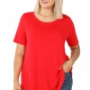 Zenana Curvy Everyday Tee - Red