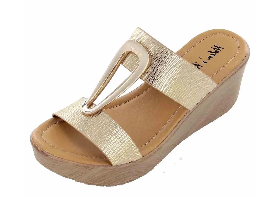 Helen's Heart Kenzie Wedge - Gold Shoes 3 Helen's Heart Kenzie Wedge - Gold Shoes