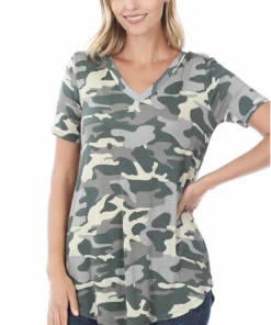 Zenana Tops All The Fun Camo - Green