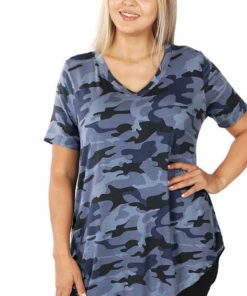 Zenana Curvy All The Fun Camo - Navy Apparel