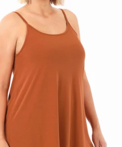 Zenana Curvy Reversible Tank - Almond