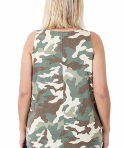 Zenana Curvy Camo Tank - Green