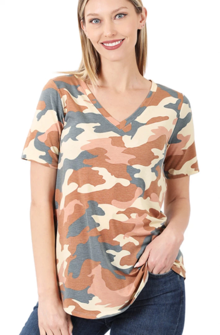 Zenana Camo Tee - Almond 3 Zenana Camo Tee - Almond