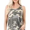 Zenana Camo Tank - Grey Tops
