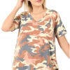 Zenana Curvy Camo Tee - Almond
