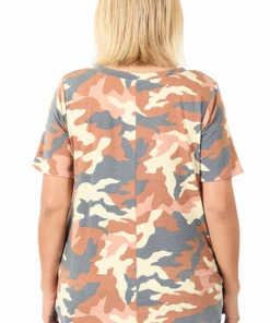 Zenana Curvy Camo Tee - Almond
