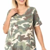 Zenana Curvy Camo Tee - Green