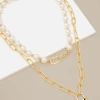 Jewelry Zenzii Pearl, Paperclip Link, & Lock Necklace - Gold