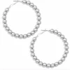 Zenzii Matte Silver Beaded Hoop 1 Zenzii Matte Silver Beaded Hoop