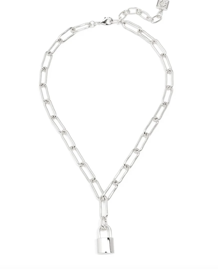 Jewelry Zenzii Holly Lock Necklace - Rhodium 3 Jewelry Zenzii Holly Lock Necklace - Rhodium