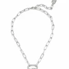 Zenzii Pave Diamond Link Charm Necklace - Rhodium 2 Zenzii Pave Diamond Link Charm Necklace - Rhodium