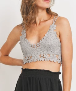 Fascination Flower Child Bralette - Light Grey