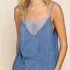 Pol Apparel Lacey Cami - Blueberry