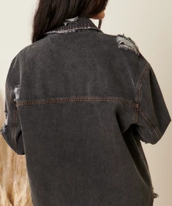 Mitto Shop Denim Shirt Jacket - Black