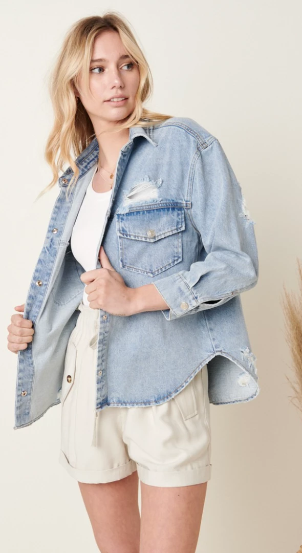 Mitto Shop Denim Shirt Jacket - Medium Denim Apparel 3 Mitto Shop Denim Shirt Jacket - Medium Denim Apparel