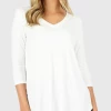 Zenana Tops 3/4 Length V - Cream (S-XL)