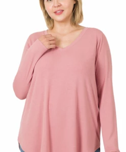 Zenana Tops Everyday Long Sleeve - Lt. Rose (S-3X)