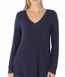 Zenana Everyday Long Sleeve - Navy (S-XL)