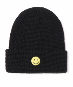 David & Young Smiley Face Beanie - Black