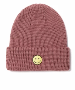David & Young Smiley Face Beanie - Mauve