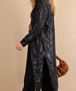 Kori Lovely Sequin Duster - Black Cardigans/Sweaters
