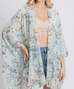 GeeGee Curvy Floral Kimono - Mint