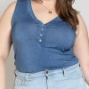 Pol Button Up Tank - Blueberry