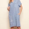 Apparel Charlie B Hooded Screen Print Dress - Cerulean