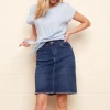 Charlie B Frayed Hem Denim Skort - Indigo Apparel