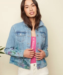Apparel Charlie B Floral Painting Denim Jacket