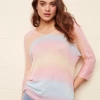 Charlie B Printed Dolman Sweater - Rainbow Apparel