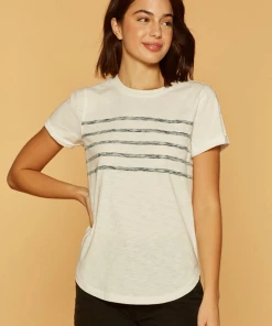 Thread & Supply White With Navy Stripes Top