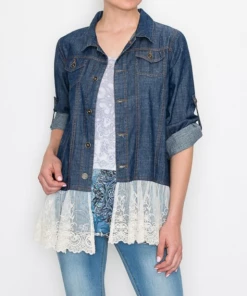 Origami Apparel Denim Jacket With Lace
