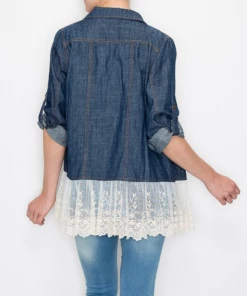 Origami Apparel Denim Jacket With Lace