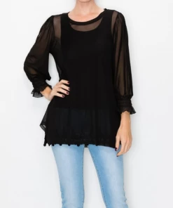 Origami Apparel Mesh Top - Black