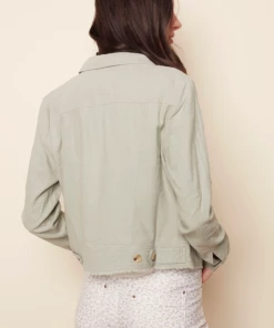Apparel Charlie B Frayed Edges Collar Jacket - Celadon