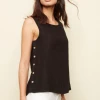 Charlie B Apparel Charlie Sleeveless Blouse With Side Buttons - Black