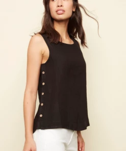Charlie B Apparel Charlie Sleeveless Blouse With Side Buttons - Black