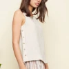 Charlie B Charlie Sleeveless Blouse With Side Buttons - Natural Apparel