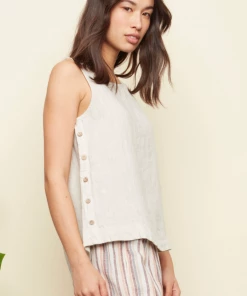 Charlie B Charlie Sleeveless Blouse With Side Buttons - Natural Apparel
