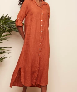 Charlie B Linen Tunic Dress Or Duster - Paprika