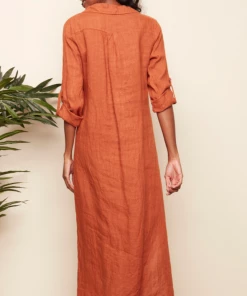 Charlie B Linen Tunic Dress Or Duster - Paprika